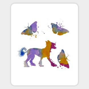 Chinese Crested Dog Art, Butterflies Sticker